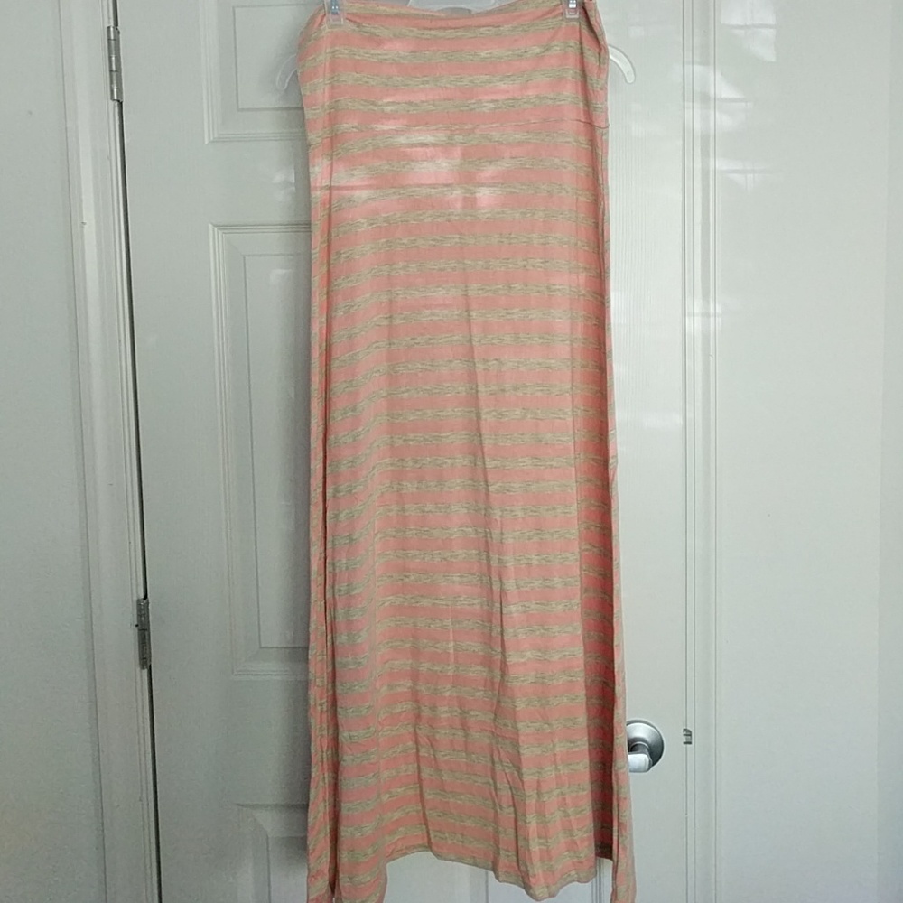 Tan & Pink Maxi Skirt